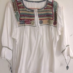 White hand embroidered blouse